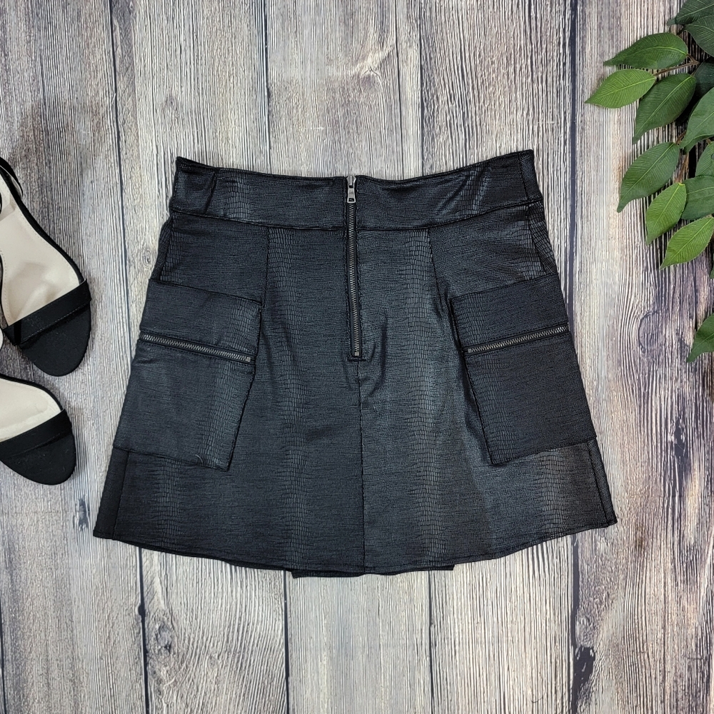 David Lerner Black Waverly Pleated Zip Mini Skirt - Picture 4 of 8